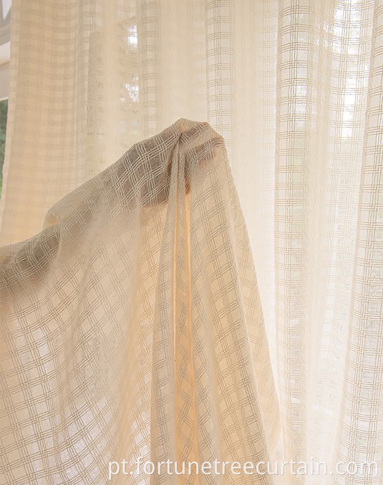 Checked Jacquard Sheer Curtain